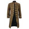 Manteau Trench Style Chinois Imprimé avec Bouton - Jaune d'Abeille 4XL