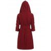 Space Dye Belted Hooded Loose Coat - RED WINE 3XL