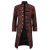 Manteau Trench Style Chinois Imprimé avec Bouton - Rouge Vineux M