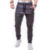 Pantalon de Jogging en Couleur Unie avec Poche à Rabat à Cordon - Gris S