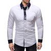 Chemise Boutonnée Jointive en Blocs de Couleurs à Manches Longues - Blanc XL