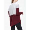 Front Pocket Colorblock Tunic Sweater - RED WINE S