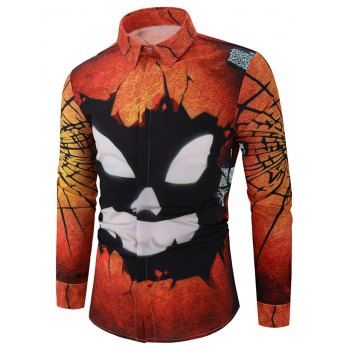 

Halloween 3D Pumpkin Cracked Print Long Sleeve Shirt, Multicolor