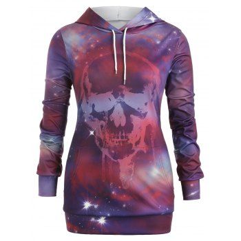 

Skull Galaxy Print Plus Size Halloween Hoodie, Multicolor