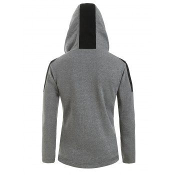 

Color-blocking Zip Up Pocket Hoodie, Ash gray