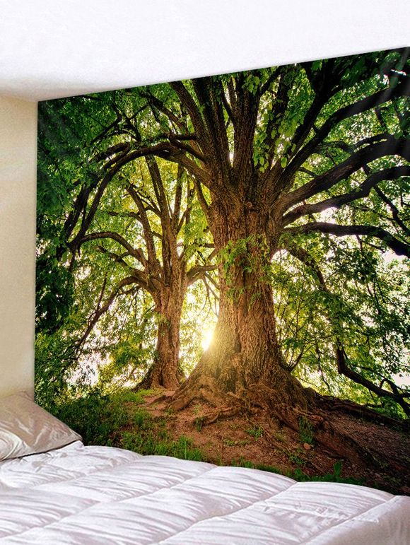 Tapisserie murale imprimée 3D Big Tree - Vert Forêt Moyen W59 X L51 INCH