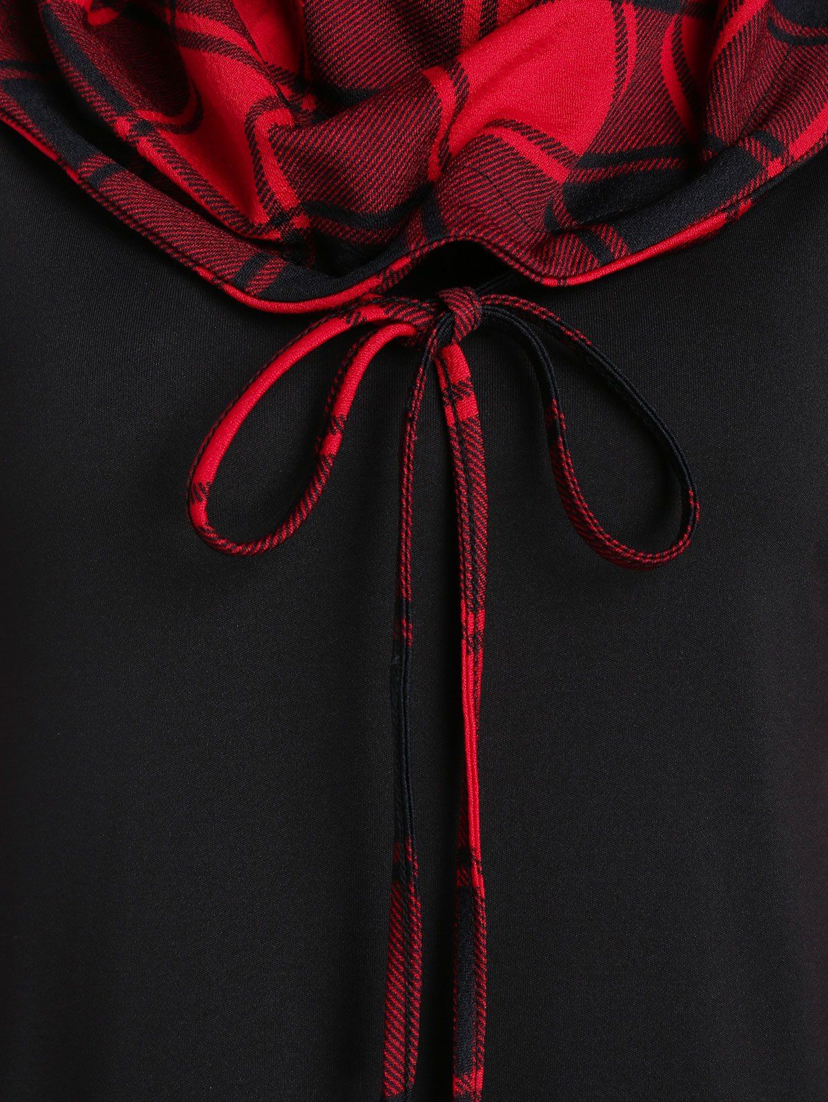 Robe à Capuche Mi-Longue Convertible Haute Basse à Carreaux - Noir L