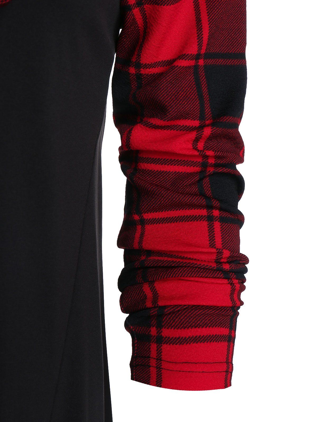 Robe à Capuche Mi-Longue Convertible Haute Basse à Carreaux - Noir L