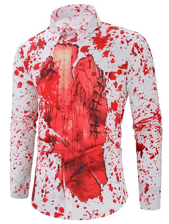 Chemise boutonnée cachée avec imprimé éclaboussures de sang Halloween - multicolor 2XL