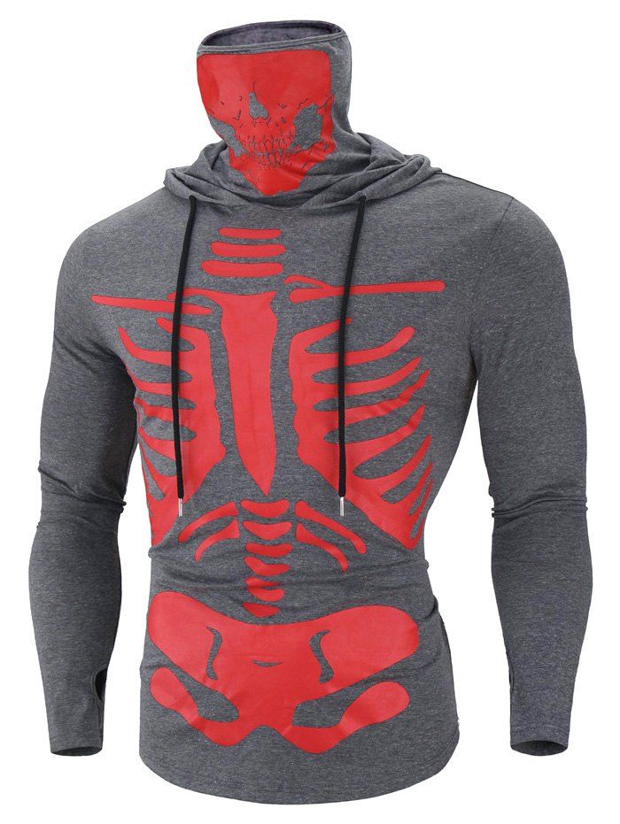 [41 OFF] 2020 Halloween Skeleton Print Finger Hole Pullover Skull Mask