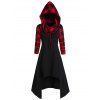 Robe à Capuche Mi-Longue Convertible Haute Basse à Carreaux - Noir 3XL