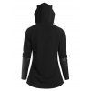 Gothic Cat Ear PU Insert Fitted Hooded Jacket - BLACK M
