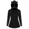Gothic Cat Ear PU Insert Fitted Hooded Jacket - BLACK 2XL