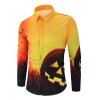 Chemise boutonnée à manches longues et citrouille d'Halloween - multicolor 2XL