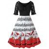 Robe de Noël Ligne A Panneau en Dentelle Imprimée Grande Taille - multicolor 4X