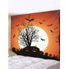 Tapisserie Murale d'Halloween Arbre Lune Citrouille Imprimés - multicolor A 150*150CM