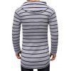 Striped Design Open Front Knitted Hooded Cardigan - GRAY XS