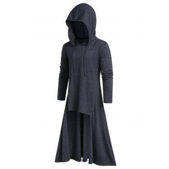 Drawstring High Low Heathered Pullover Hoodie dresslily imagine noua 2022