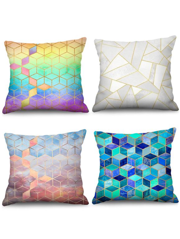 Taie d'Oreiller Motif 3D Géométrique 4 Pièces - multicolor H 