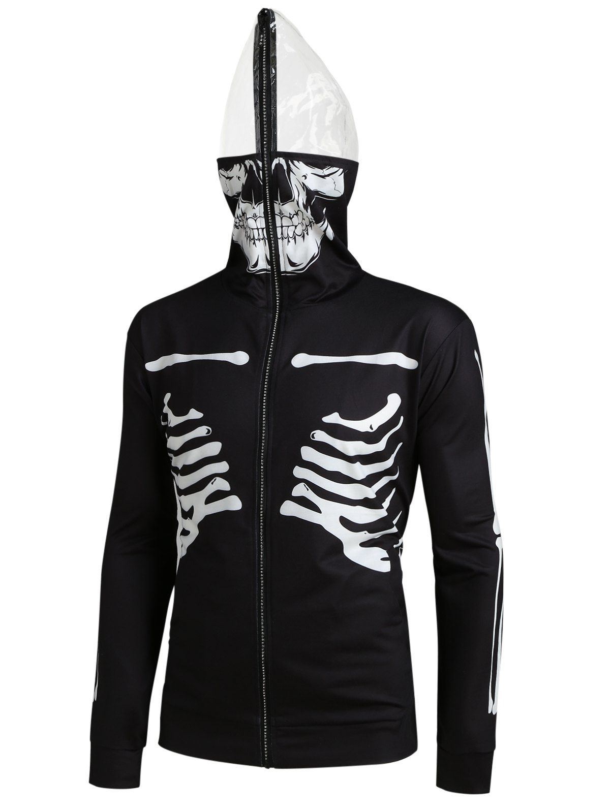 SKYLINEWEARS Men Full Face Mask Skeleton Skull Hoodie Sweatshirt Halloween  Costume Hoodie Black S : : Clothing, Shoes & Accessories