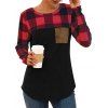 T-Shirt à Carreaux à Manches Longues avec Poche Poitrine - multicolor A XL