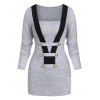 Pull Tunique Bicolore à Manches Longues - Nuage Gris 3XL