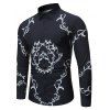 Chemise Boutonnée Luxe Imprimée à Manches Longues - Cadetblue L