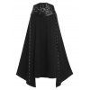 Faux Leather Buckle Strap Lace-up Asymmetric Gothic Skirt - BLACK M