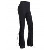 Lace Up Bell Bottom Pants - BLACK M
