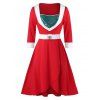 Plus Size Sequins Contrast Trim Christmas Dress - RED 2X