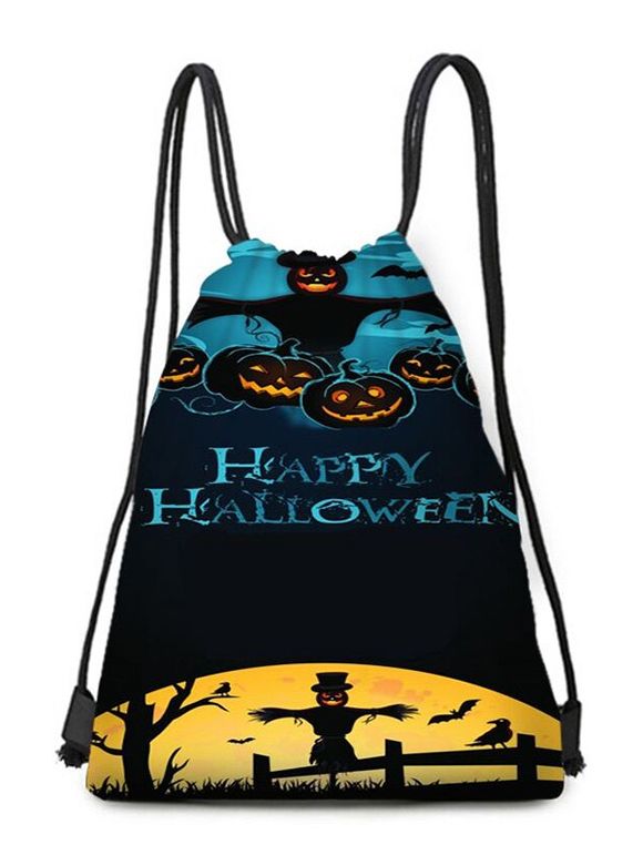 Halloween lune nuit citrouilles imprimer cordon sac à dos bonbons - multicolor 