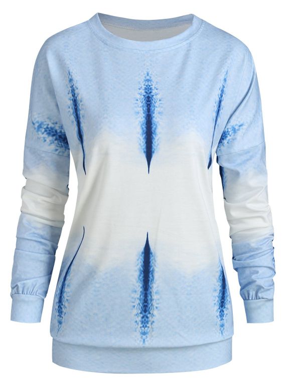 Sweat-shirt Dégradé à Goutte Epaule Grande Taille - Bleu 2X