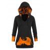 Cobwebs Pumpkin Front Pocket Halloween Plus Size Hoodie - BLACK 2X