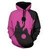 Sweat à Capuche Décontracté à Imprimé Loup avec Poche - Pourpre 2XL