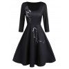 Robe Ligne A Imprimée à Taille Haute - Noir M