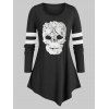 T-shirt Asymétrique Crâne Imprimée de Grande Taille à Manches Longues - Gris Carbone L