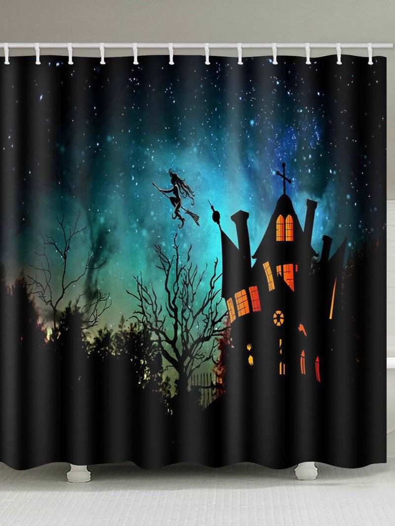 

Halloween Castle Witch Pattern Shower Curtain, Multi
