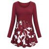 Floral Mock Button Plus Size A Line Dress - RED WINE 1X