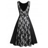 V Shaped Back Sheer Lace Panel Party Dress - BLACK M