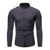 Chemise Cargo Boutonnée à Col Montant - Gris Foncé M