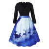 Robe de Noël Festonnée 3D Cerf Imprimé de Grande Taille - Noir 4X