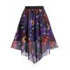 Jupe Superposée Longueur à Genou Soleil et Lune Imprimées à Volants - multicolor A M