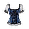 Corset Plissé à Manches en Dentelle de Grande Taille à Pois - Bleu Ciel 2X
