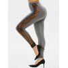 Legging Panneau en Dentelle Toile d'Araignée - Cendre gris M