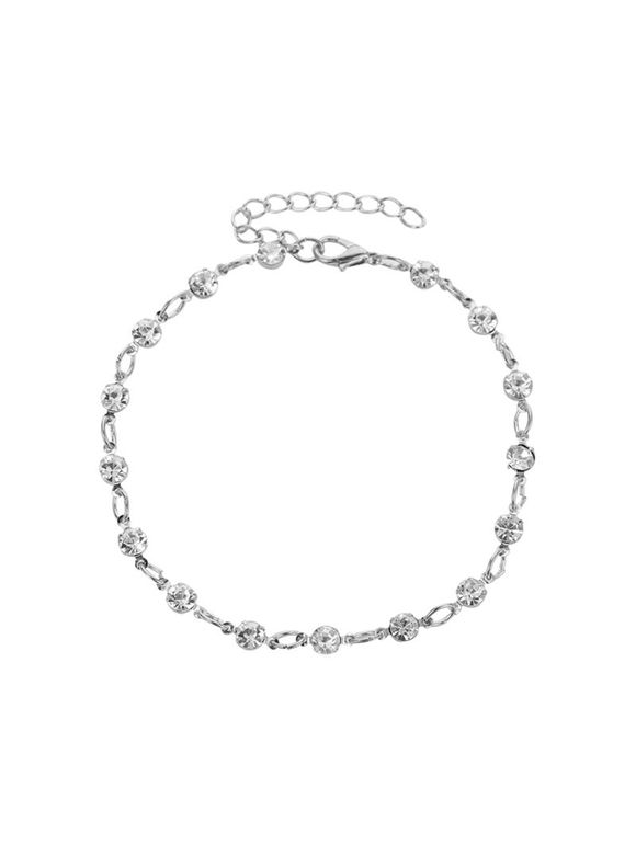 Chaîne de Cheville Ronde de Plage avec Strass - Argent 