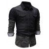 Chemise Boutonnée à Ourlet Effrangé en Denim 2 en 1 - Noir XL