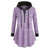 Haut Tunique à Capuche Teinté à Demi-Zip de Grande Taille - Mauve L