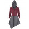 Plus Size Marled Cardigan and Asymmetric Hooded Top Set - DARK GRAY 1X
