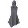Plus Size Marled Cardigan and Asymmetric Hooded Top Set - DARK GRAY 1X