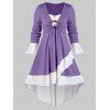 T-shirt Haut Bas Bicolore Tunique de Grande Taille - Pourpre Moyen L